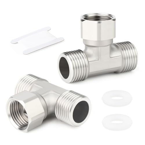 TAISHER 2 Stück 304 Edelstahl 3 Way Top Flexible Movable Tee Connector, 3/4"MBSP x FBSP x MBSP für Sprayer, Winkelventil, Duscharm TAISHER 2 Stück 304 Edelstahl 3 Way Top Flexible Movable Tee Connector, 3/4"MBSP x FBSP x MBSP für Sprayer, Winkelventil, Duscharm von TAISHER
