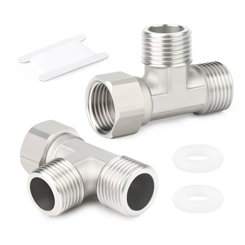 TAISHER 2 Stück 304 Edelstahl 3 Weg rechts flexibel bewegliches T-Stück, 1"MBSP x 1"MBSP x 1"FBSP für Sprayer, Winkelventil, Duscharm TAISHER 2 Stück 304 Edelstahl 3 Weg rechts flexibel bewegliches T-Stück, 1"MBSP x 1"MBSP x 1"FBSP für Sprayer, Winkelventil, Duscharm von TAISHER