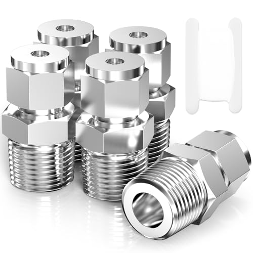 TAISHER 5 Stück 304 Edelstahl-Kompressionsrohr Rohrverschraubung Verbinder, 4mm Rohr OD x 1/4"BSP Male Straight Adapter von TAISHER