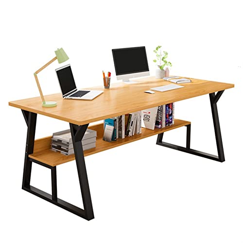 TAISK Bürotisch Moderner PC-Schreibtisch 1,0/1,2/1,4 m, minimalistischer Laptop-Schreibtisch, Arbeitszimmer, Schreibtisch, PC-Arbeitsplatz mit Regalen, Stehpult mit schwarzem Stahlrohrrahmen von TAISK