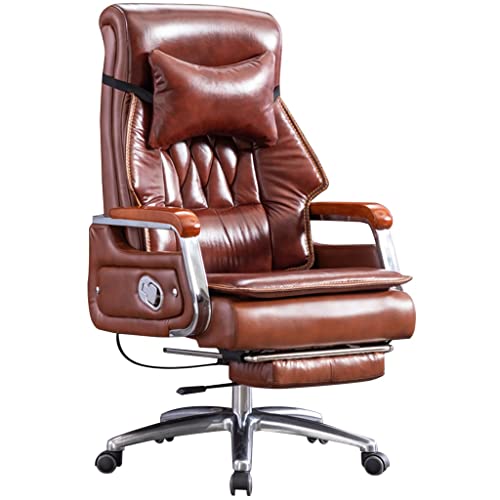 TAISK Chefsessel groß und hoch 90 ° -155 ° Winkelverstellung Bürostuhl, Bürostühle aus echtem Leder, Drehstuhl, Tragfähigkeit 200 kg von TAISK