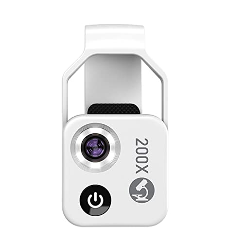 TAISK Microscope Slides 200X Mobile Phone Microscope Micro-Lens Universal Clip LED Light Pocket Microscope Parts (Color : White) von TAISK