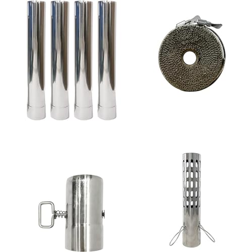 Ofenrohr-Set für den Außenbereich, 4 Rohre, 6,0 x 36,1 cm, Umwicklung, Dämpfer & Funkenschutz von TAISOCA