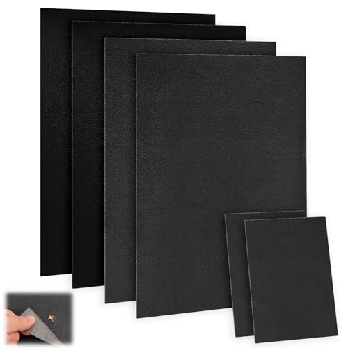 6 Stück Kunstleder Selbstklebend, Leder Reparatur Set Schwarz, 4er 20x30 cm+2er 10x20 cm Lederflicken Selbstklebend, Premium Leder Selbstklebend Patch für Sofas Autositze Möbel Leder Reparatur von TAIXING