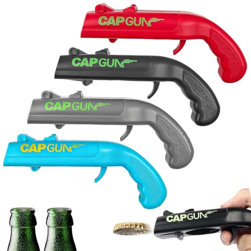 TAIXING 4 Stück Cap Gun Flaschenöffner Lustig, Kronkorken Pistole, Bierdeckel Pistole, Flaschenöffner Pistole Bierdeckelpistole für Zuhause Restaurant Bar Party Bier Zubehör von TAIXING