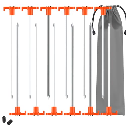 Zeltheringe, Metall, robuste Campingheringe, Markisenheringe, starke Zeltheringe, Bodenheringe, Steinheringe für harte Stand, Zelte, Planen, Campingausrüstung, Außenbereich (Orange, 20 cm), 12 Stück von TAIXING