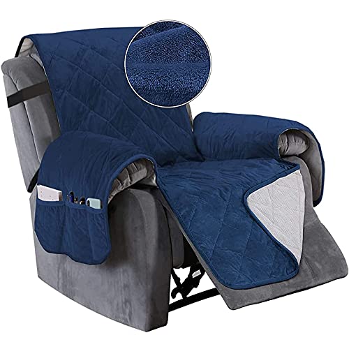 TAIXINT Sesselschoner für Fernsehsessel Relaxsessel,Relaxsessel mit Taschen Sesselauflage Sesselüberwurf, Wasserdicht Sesselschutz für Hunde Haustieren (Sessel (23in),Navy blau) von TAIXINT