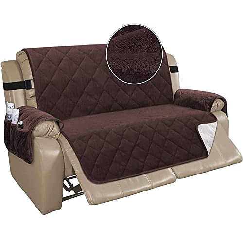 TAIXINT Sesselschoner für Fernsehsessel Relaxsessel,Relaxsessel mit Taschen Sesselauflage Sesselüberwurf, Wasserdicht Sesselschutz für Hunde Haustieren (Zweiersofa (54 Zoll),Braun) von TAIXINT