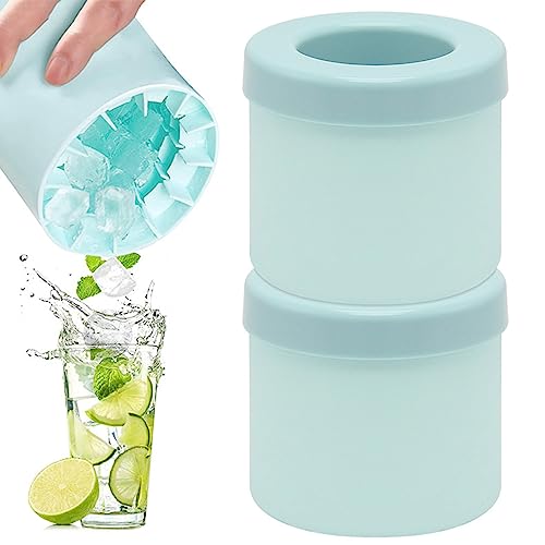 EiswüRfelform Silikon,EiswüRfelschale Eiseimer TAIZER 2PCS EiswüRfelbehäLter Eiswürfelformen Ice Cube Mold EiswüRfelform Eisbereiter Cup Eiswürfelbereiter Becher (blau) von TAIZER