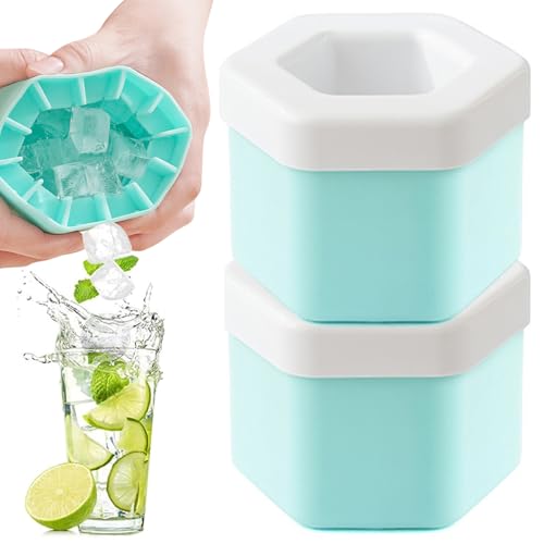 EiswüRfelform Silikon,Eiswürfelformen TAIZER 2PCS EiswüRfelbehäLter Silikon Eiswürfelformen Silikon Eiswürfelform Ice Cube Mold Eiswürfelform mit Deckel Mini eiswürfelform (grün) von TAIZER
