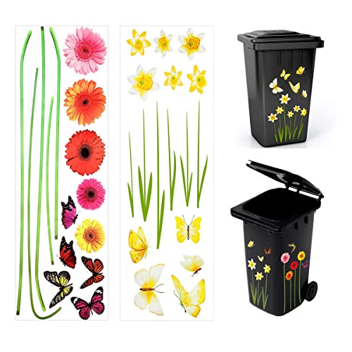 Mülleimer Blumen Aufkleber TAIZER 2PCS Wetterfest Eimer Dekorative Aufkleber Mülltonnen Blumen Aufkleber Mülltonne Sticker Abziehbild für Behälter Kühlschrank Haushalt Dekorationen Maiglöckchen Blumen von TAIZER