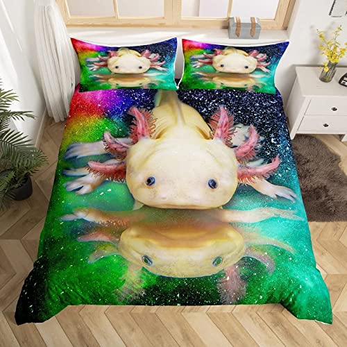 TAKOLI Bettwäsche 135 x 200 Axolotls, Weiche Microfaser 3D Druck Salamander Bettwäsche Set 2 teilig - Meeresreptilien Fische Bettbezug & 1 Kissenbezüg 80x80, mit Reißverschluss von TAKOLI