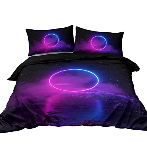 TAKOLI Bettwäsche 135 x 200 Sternenhimmel, Weiche Microfaser Neon Stern Bettwäsche Set 2 teilig - Strand Bettbezug & 1 Kissenbezüg 80x80, mit Reißverschluss von TAKOLI