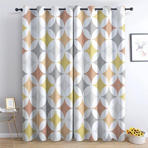 TAKUAN Geometrisch Vorhänge Verdunklung svorhänge mit Muster Moderne Kunst, Vorhang Blickdicht mit Ösen Gardinen Wohnzimmer Schlafzimmer Kinderzimmer Dekoration 2er Set-245 x 140 (H X B) von TAKUAN