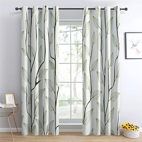 TAKUAN Pflanze Vorhänge Verdunklung svorhänge mit Muster Botanisch, Vorhang Blickdicht mit Ösen Gardinen Wohnzimmer Schlafzimmer Kinderzimmer Dekoration 2er Set-260 x 140 (H X B) von TAKUAN
