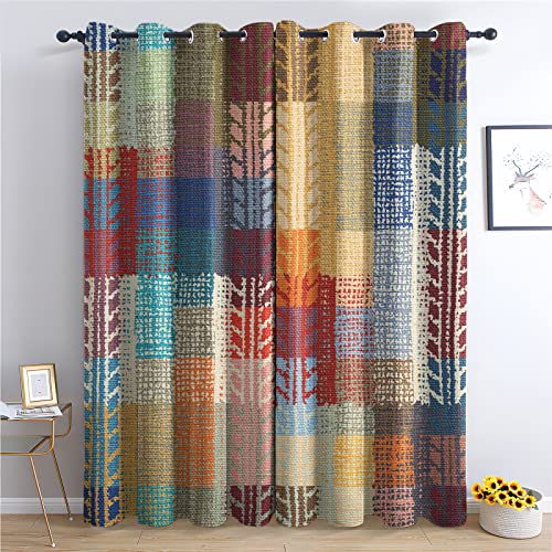 TAKUAN Retro Vorhänge Ethnisch Verdunklungsvorhänge mit Muster, Vorhang Blickdicht mit Ösen Gardinen Wohnzimmer Schlafzimmer Kinderzimmer Dekoration 2er Set-175 x 140 (H X B) von TAKUAN