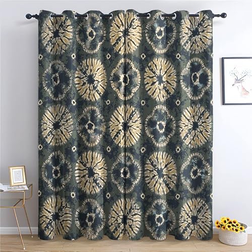 TAKUAN Retro Vorhänge Verdunklung svorhänge mit Muster Ethnisch Gemustert, Vorhang Blickdicht mit Ösen Gardinen Wohnzimmer Schlafzimmer Kinderzimmer Dekoration 2er Set-200 x 140 (H X B) von TAKUAN