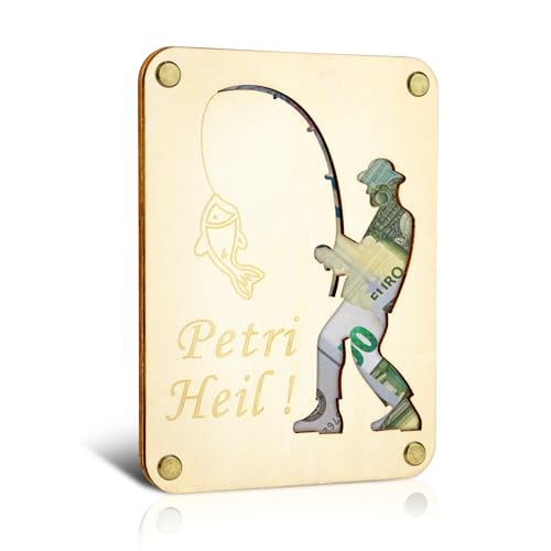 TAKULA Geldgeschenke Geburtstag-Petri Heil,Lustige Geldgeschenke Verpackung, Wunscherfüller Geldgeschenk Angler Geschenk,Geschenke für Männer Watertagsgeschenk für Papa von TAKULA