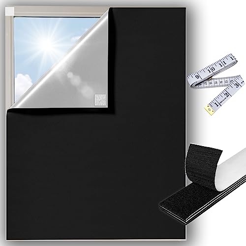 TAKUZA Fenster Verdunkelung 1m x 1,45m, Dachfenster Verdunkelung mit Klettverschluss, Sonnenschutz 100% Verdunkelung, Rollo ohne Bohren, Kann Frei Auf die Gewünschte Größe Zugeschnitten Werden von TAKUZA