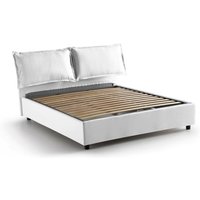 Doppelbett Deborah, Containerbett mit Stoffbespannung, 100% Made in Italy, Frontöffnung, passend für Matratze 160x190 cm, Weiß - Talamo Italia von TALAMO ITALIA