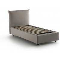 Einzelbett Clarissa, Containerbett mit Stoffbespannung, 100% Made in Italy, Frontöffnung, passend für Matratze 80x190 cm, Turteltaube - Talamo Italia von TALAMO ITALIA