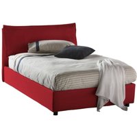 Quadratisches und halbes Bett Claudia, Containerbett mit Stoffbespannung, 100% Made in Italy, Frontöffnung, passend für Matratze 120x200 cm, Rot von TALAMO ITALIA
