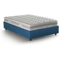 Quadratisches und halbes Bett Rebecca, Containerbett mit Stoffbespannung, 100% Made in Italy, Frontöffnung, inklusive Matratze 120x200 cm, Blau von TALAMO ITALIA