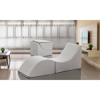 Klappbett Andreina, Puff umwandelbar in Einzelbett, 100% Made in Italy, Puff, umwandelbar in eine Chaiselongue aus Kunstleder, Cm 130x50h50, Weiß von TALAMO ITALIA