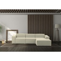 Festes Sofa Giovanna, Modulares 3-Sitzer-Sofa mit rechter Halbinsel, 100% Made in Italy, Modernes Sofa aus Stoff, Cm 300x170h70, Beige - Talamo Italia von TALAMO ITALIA