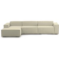 Talamo Italia - Festes Sofa Licia, Modulares 4-Sitzer-Sofa mit linker Halbinsel, 100% Made in Italy, Modernes Sofa aus Stoff, Cm 340x170h70, Beige von TALAMO ITALIA