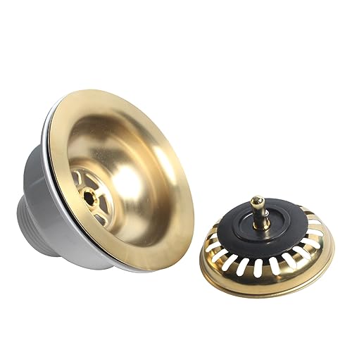 TALEA 114MM Waschbecken Gericht Abtropffläche Sieb Drain Kit für Einzigen Schüssel Küche Waschbecken Entwässerung Abfall Kit Gebürstet Gold SUS304 Filter XK223C041-K von Talea