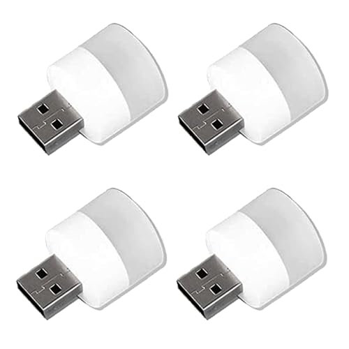 TALENTEC 4x Mini USB-Glühbirne. Nacht-, Umgebungs- oder Lesebeleuchtung. 5V und 1A. Farbe COLD weiß von TALENTEC