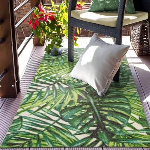 TALETA Kleiner Teppich Outdoor, Teppich für Balkon, Outdoor Teppich grün, Outdoorteppich für Terrasse, Groß: 80 x 150 cm von TALETA