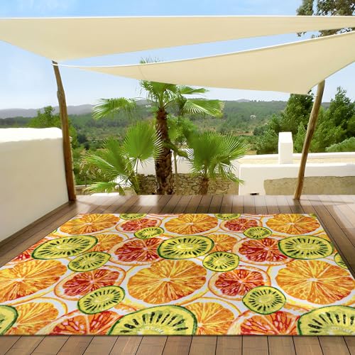 TALETA Outdoor Teppich, Teppich für Aussenbereich, Outdoor Carpet, Balkon Teppich, Außenteppich Bunter Outdoorteppich Terrasse, Groß: 160 x 230 cm von TALETA