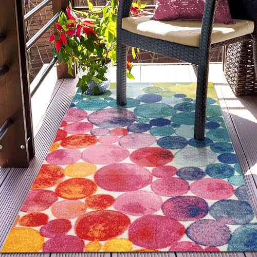 TALETA Outdoor Teppich klein, Bunter Teppich für Balkon, Outdoorteppich, Outdoor Carpet, Teppich Terrasse, Groß: 80 x 150 cm von TALETA