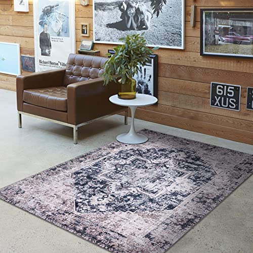 TALETA Teppich Wohnzimmer, Teppich waschbar rutschfest, Bunte Teppiche mit Blumenmuster für Wohnzimmer, Schlafzimmer, Vintage orientalischer Teppich Groß: 120 x 170 cm, beige von TALETA