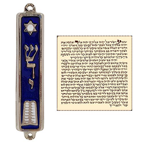 TALISMAN4U Zehn Gebote Mesusa mit Schriftrollen, silberfarben, Emaille, Israel, Judaica-Tür, Mesusza 8,9 cm von TALISMAN4U
