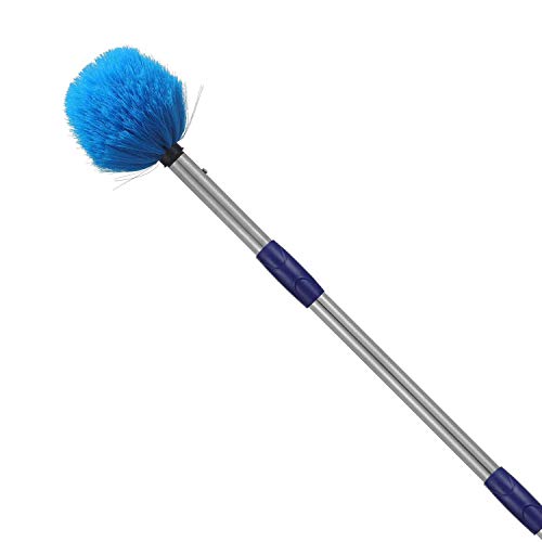 Spinnweben-Staubwedel mit Stange, 1,8 m, Edelstahlstange, Spinnennetzbürste mit mittelsteifen Borsten für Wände, Balken, Regale, Iight Befestigungen und Fensterscheiben von TALITARE