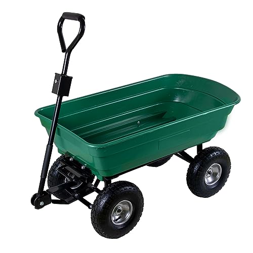 Gartenwagen mit Kippfunktion 75 Liter Kunststoffwanne Handwagen Kippwagen belastbar bis 300 kg Lenkachse Luftbereifung auf Stahlfelge Abnehmbarer Griff | Bollerwagen Transportwagen Gartenkarre Dumper Gartenwagen mit Kippfunktion 75 Liter Kunststoffwanne Handwagen Kippwagen belastbar bis 300 kg Lenkachse Luftbereifung auf Stahlfelge Abnehmbarer Griff | Bollerwagen Transportwagen Gartenkarre Dumper von TALK-POINT