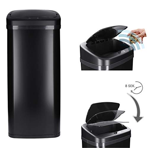 Automatischer Mülleimer mit Sensor 30-60 Liter - rostfreier Abfalleimer mit Bewegungssensor und Klemmring für Müllbeutel - automatisches Öffnen/Schließen, Soft-Close-Deckel, kontaktloses Entsorgen von TALK-POINT