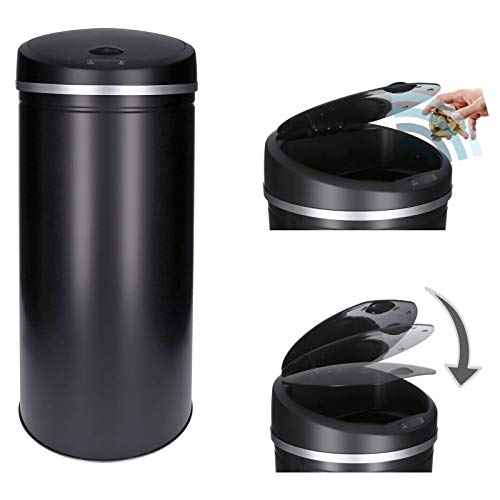 Automatischer Mülleimer mit Sensor 30-60 Liter - rostfreier Abfalleimer mit Bewegungssensor und Klemmring für Müllbeutel - automatisches Öffnen/Schließen, Soft-Close-Deckel, kontaktloses Entsorgen von TALK-POINT