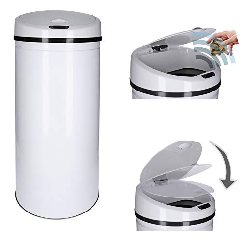 Automatischer Mülleimer mit Sensor 30-60 Liter - rostfreier Abfalleimer mit Bewegungssensor und Klemmring für Müllbeutel - automatisches Öffnen/Schließen, Soft-Close-Deckel, kontaktloses Entsorgen von TALK-POINT