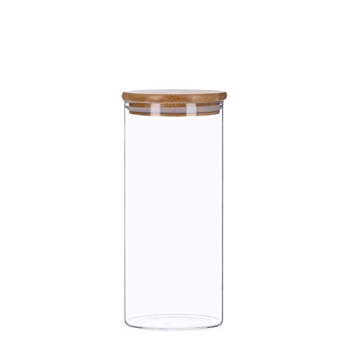 TALK-POINT Vorratsdosen aus Glas mit Bambusdeckel, Vorratsgläser, Glasbehälter | 350 ml - 2200 ml | luftdicht, Spülmaschinenfest, Mottensicher (1500 ml) von TALK-POINT