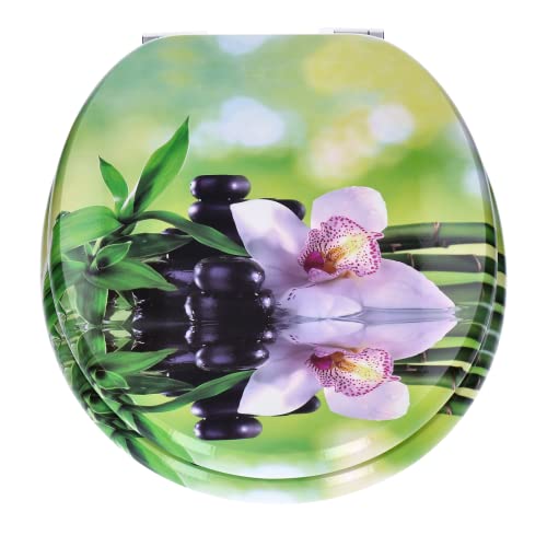 TP WC-Sitz mit Absenk-Automatik und Motiv, Soft-Close-Funktion, Toiletten-Deckel mit Holz-Kern, ovale O-Form, EU-Größe, bis 120 kg, rostfreie Scharniere, einfache Montage, universal passend von TALK-POINT