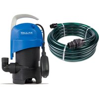 Tallas D-DW 400 mit Ablaufschlauch 7 Meter - Schmutzwasserpumpe - 8.400 L/Std. - 440W - Förderhöhe 7 m - Korngröße 30 mm - Schwimmer - Tauchpumpe von TALLAS