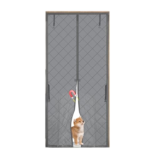 TALOEYH Magnetischer thermisch isolierter Türvorhang, winddicht, wasserdicht, Wintertürabdeckung, verdicktes Oxford-Gewebe, Autoverschluss, Isolierung, Türvorhang, Grau (90 x 210 cm) von TALOEYH