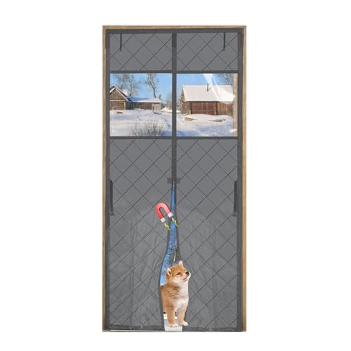 TALOEYH Magnetischer thermisch isolierter Türvorhang, winddicht, wasserdicht, Wintertürabdeckung mit Fenster, dicker Oxford-Stoff, automatischer Verschluss, Isolierung, Türvorhang, grau (90 x 200 cm) TALOEYH Magnetischer thermisch isolierter Türvorhang, winddicht, wasserdicht, Wintertürabdeckung mit Fenster, dicker Oxford-Stoff, automatischer Verschluss, Isolierung, Türvorhang, grau (90 x 200 cm) von TALOEYH
