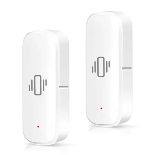 TALOEYH - WiFi Vibrationssensor, Drahtloser Mini Glasbruchmelder für Haussicherheit und Smart Home Automatisierung, Kontaktsensor Kompatibel mit Tuya WiFi Vibrationssensor (2 Pack) - Weiß von TALOEYH