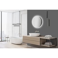 Badezimmerspiegelschrank mit Beleuchtung TALOS Picasso Style Spiegelschrank schwarz Ø 60cm Modernes Badezimmermöbel mit LED Beleuchtung - mit von TALOS