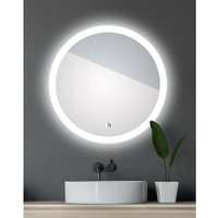 Talos - Badspiegel mit Beleuchtung Lunar Ø59 cm - Spiegel Badezimmer mit umlaufendem Raumlicht und weißem Metallkorpus von TALOS